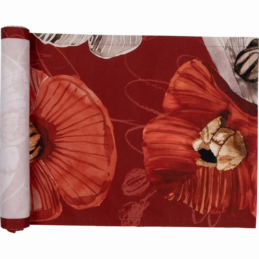 Nappes - Haave Tapis de Passage Coton Satin Rouge 43x220 cm - PENTIK
