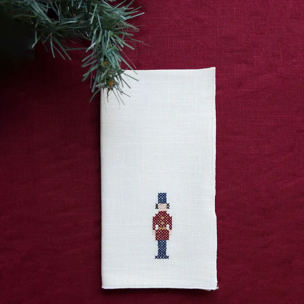 Linge de table textile - Serviette en lin PUNTO CROCE | Casse-noisettes - GIARDINO SEGRETO