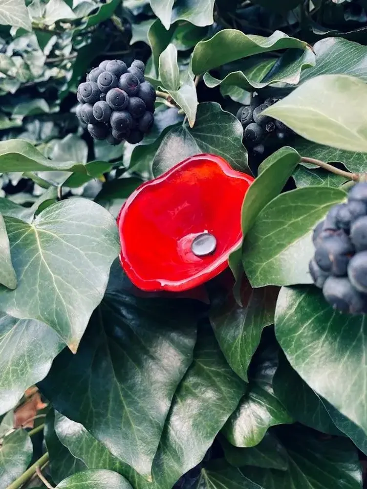 Floral decoration - Medium size red cala flower - CARNEOL GLASS