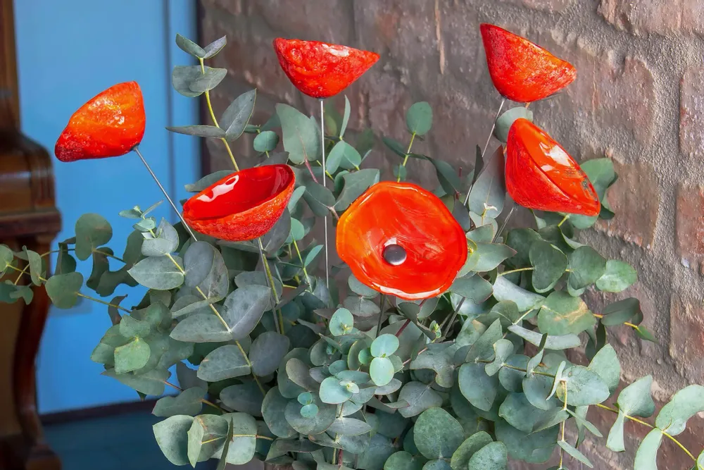Floral decoration - Medium size red cala flower - CARNEOL GLASS