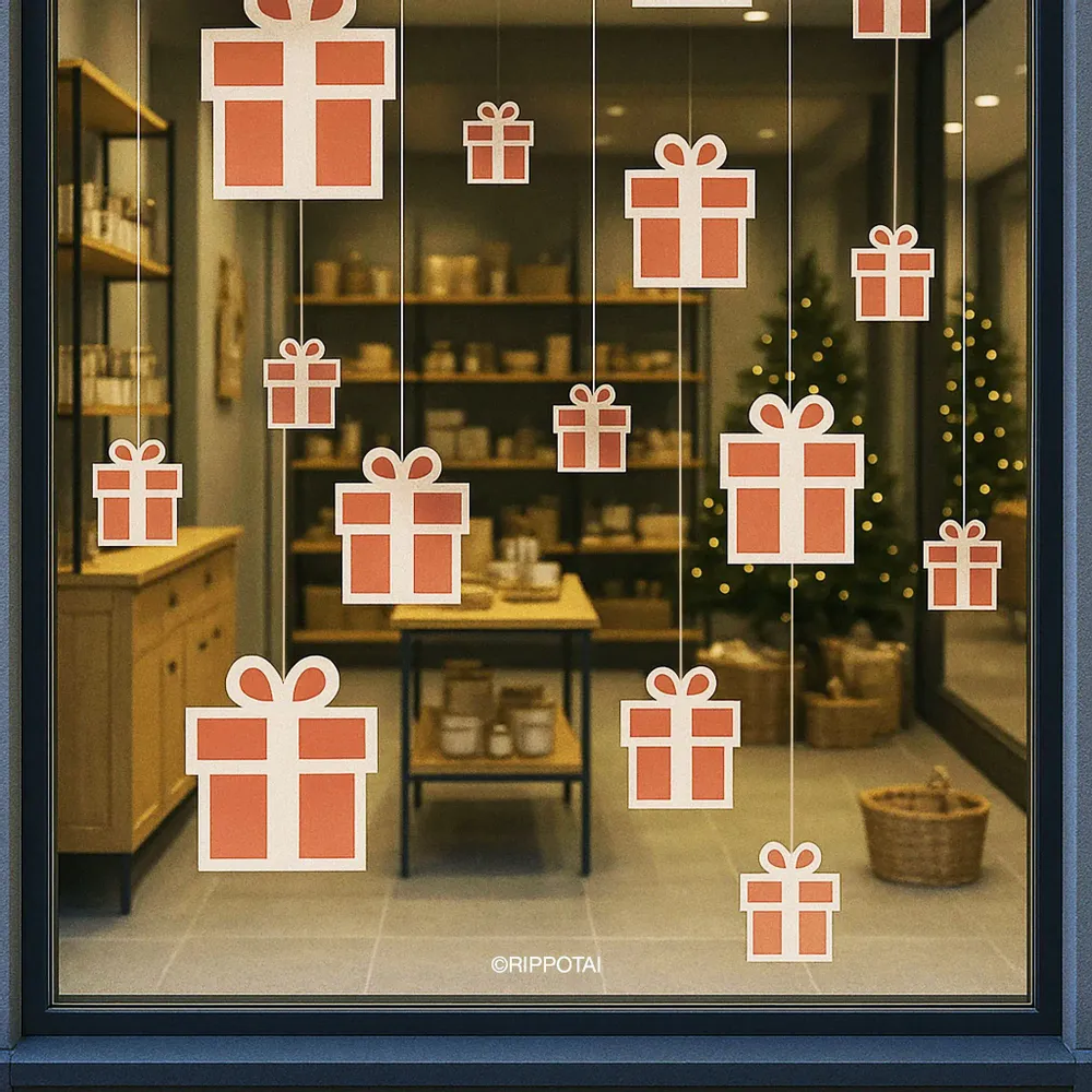 Other Christmas decorations - Christmas Cardboard Window Decorations - Gift Packs (Pack of 4) - RIPPOTAI