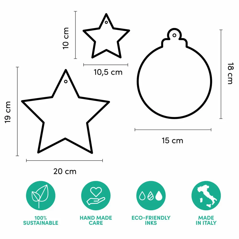 Other Christmas decorations - Christmas Cardboard Window Decorations, Boules and Stars (set of 8) - RIPPOTAI