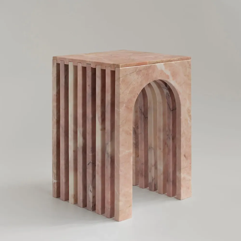 Coffee tables - "BALANCE" PINK MARBLE SIDE TABLE - KIWANO CONCEPT