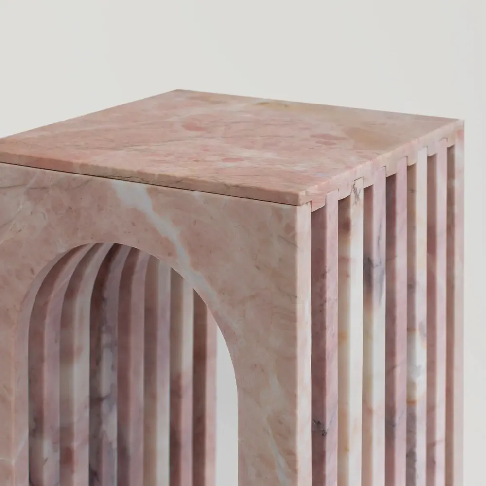 Coffee tables - "BALANCE" PINK MARBLE SIDE TABLE - KIWANO CONCEPT