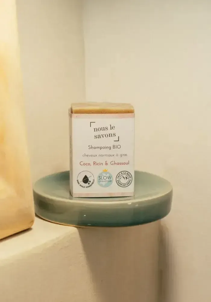 Cosmétiques - Shampoing bio Cheveux gras - Coco, Ricin & Ghassoul - NOUS LE SAVONS