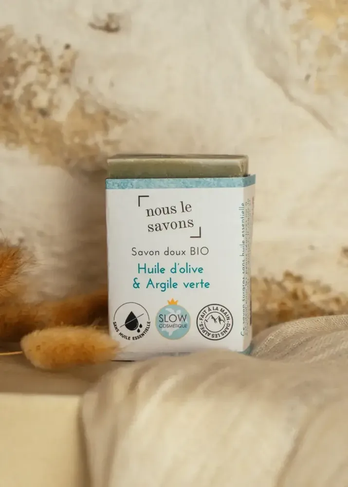Cosmétiques - Savon bio doux - Huile d'olive & Argile verte - NOUS LE SAVONS