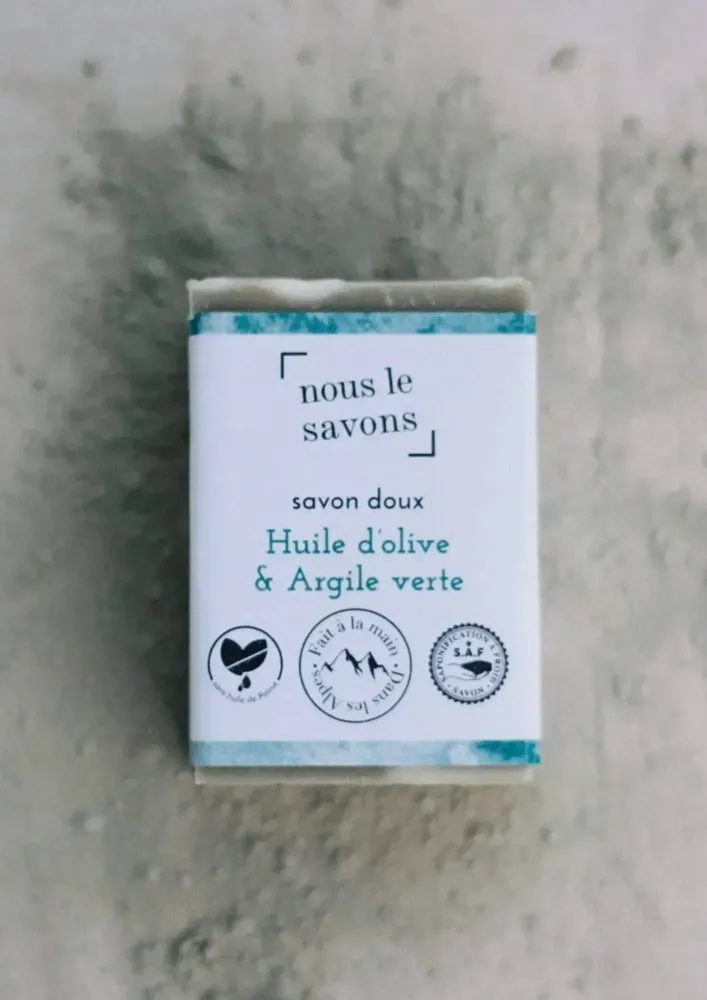 Cosmétiques - Savon bio doux - Huile d'olive & Argile verte - NOUS LE SAVONS