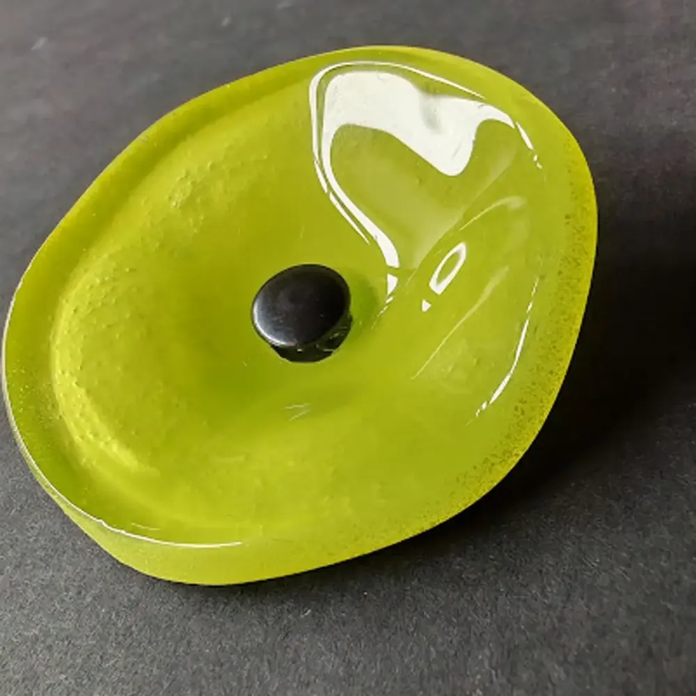 Floral decoration - Small yellow glass flower on a stainless steel stem - CARNEOL GLASS
