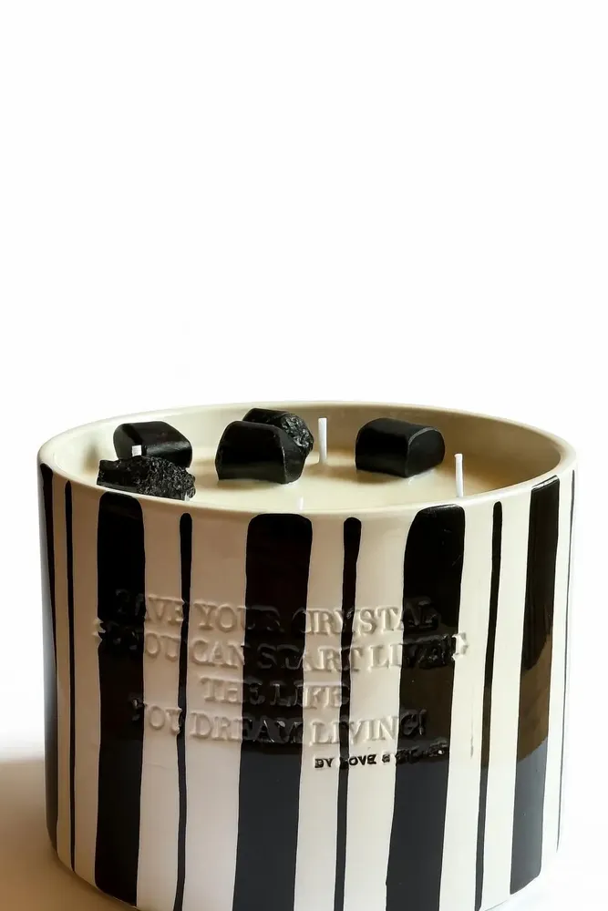 Candles - HEAL BIG STRIPED CERAMIC CANDEL 2,5L - LOVE & STONES