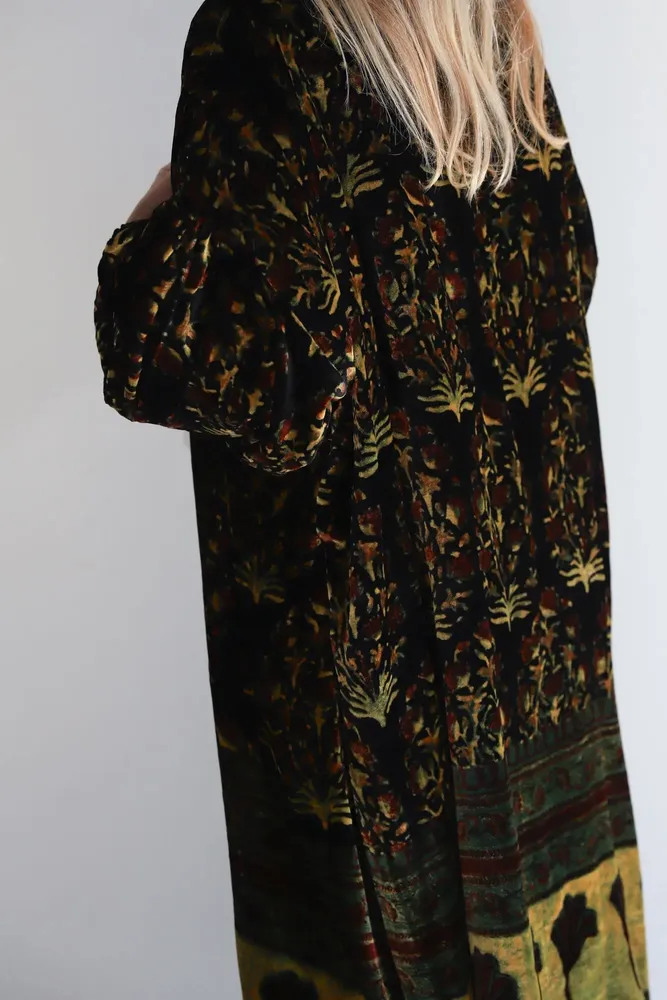 Apparel - Silk velvet printed kimono - SANJANAANDME
