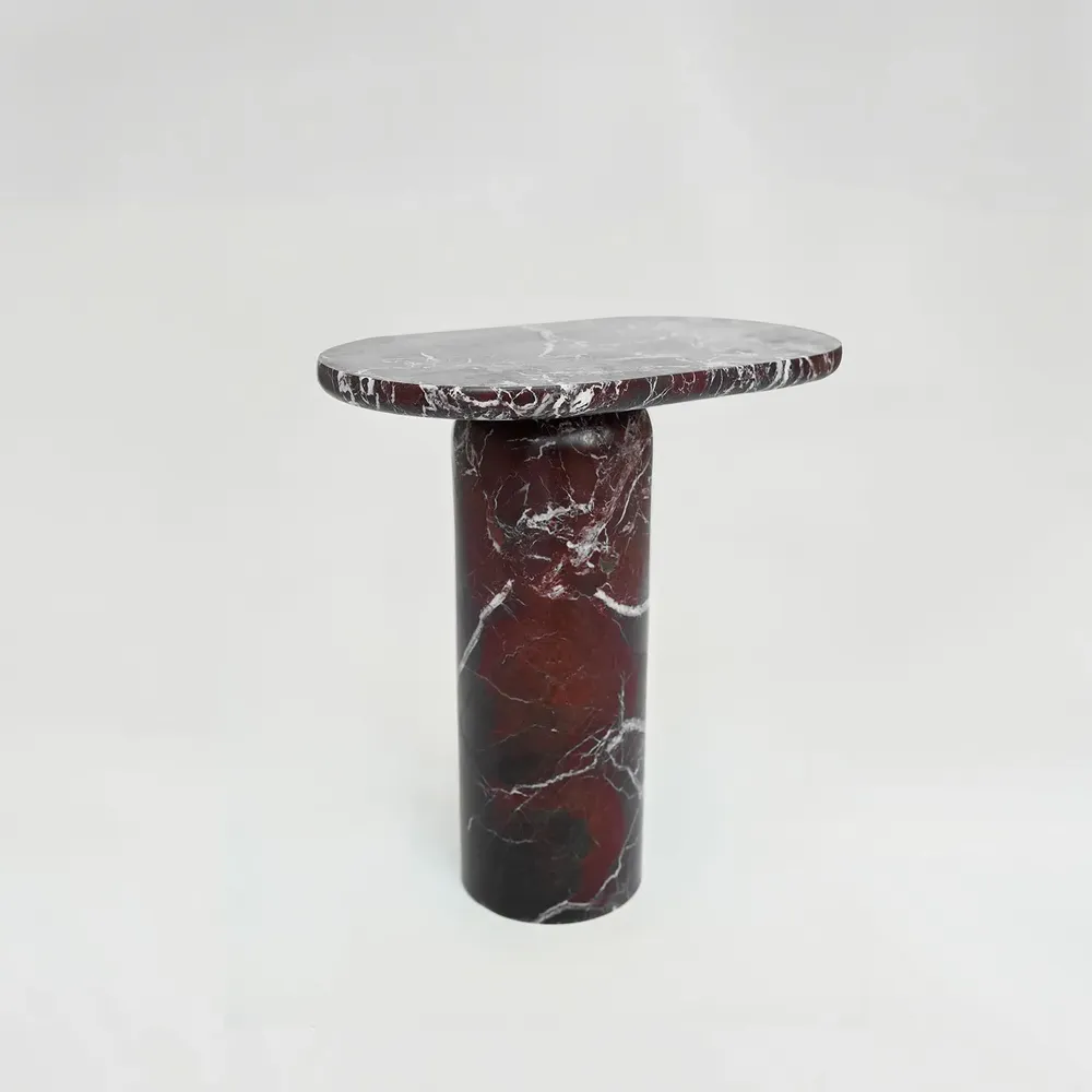 Coffee tables - “BOLD” ROSSO LEVANTO MARBLE SIDE TABLE - KIWANO CONCEPT