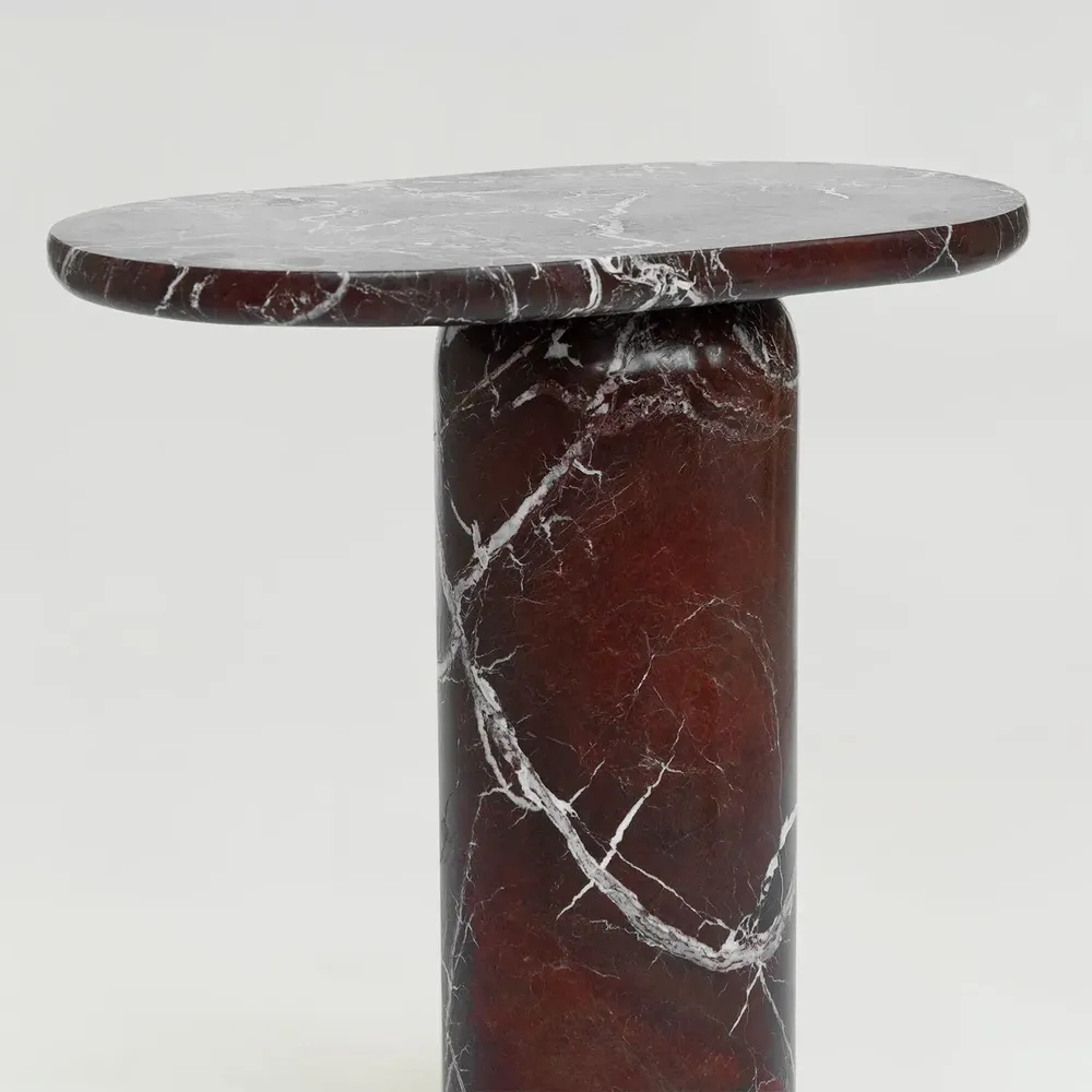 Coffee tables - “BOLD” ROSSO LEVANTO MARBLE SIDE TABLE - KIWANO CONCEPT