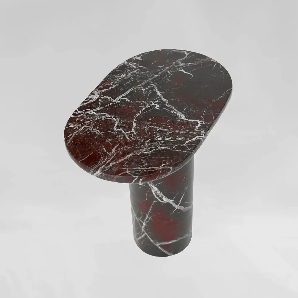 Coffee tables - “BOLD” ROSSO LEVANTO MARBLE SIDE TABLE - KIWANO CONCEPT