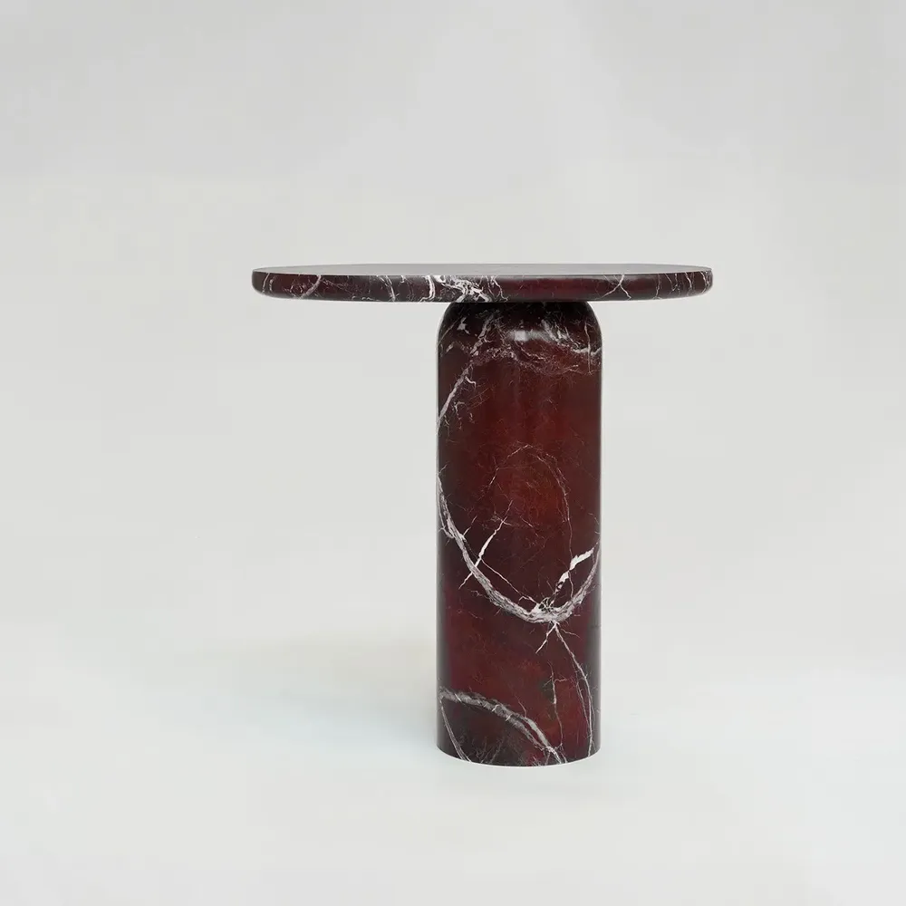 Coffee tables - “BOLD” ROSSO LEVANTO MARBLE SIDE TABLE - KIWANO CONCEPT