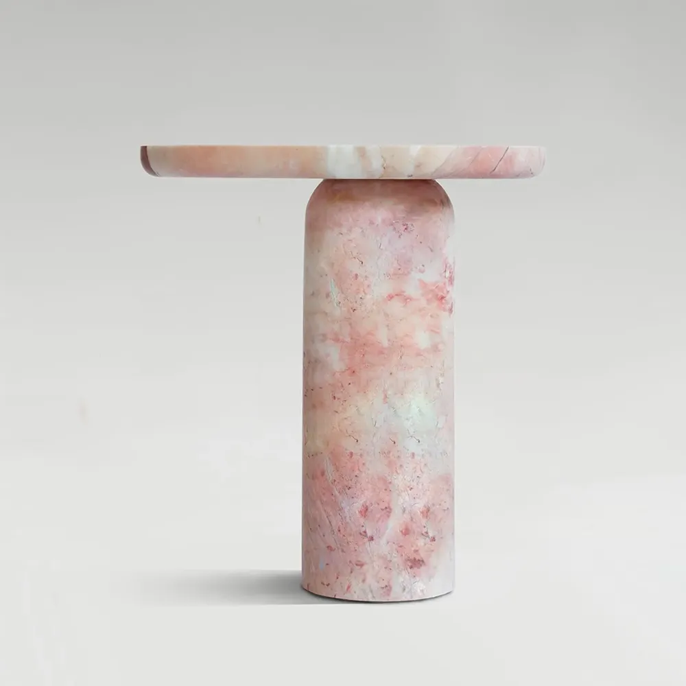 Coffee tables - "BOLD" PINK MARBLE SIDE TABLE - KIWANO CONCEPT
