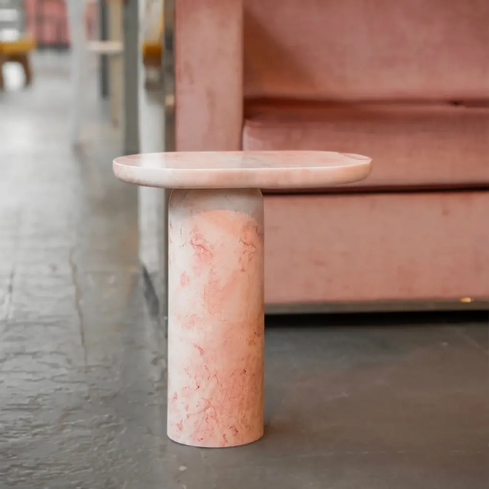 Coffee tables - "BOLD" PINK MARBLE SIDE TABLE - KIWANO CONCEPT