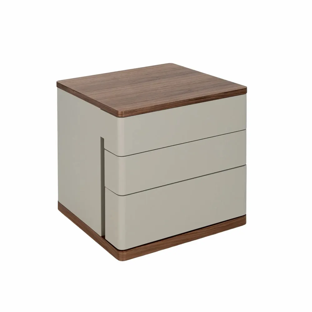 Night tables - Grey wood and walnut bedside table - ANGEL CERDÁ