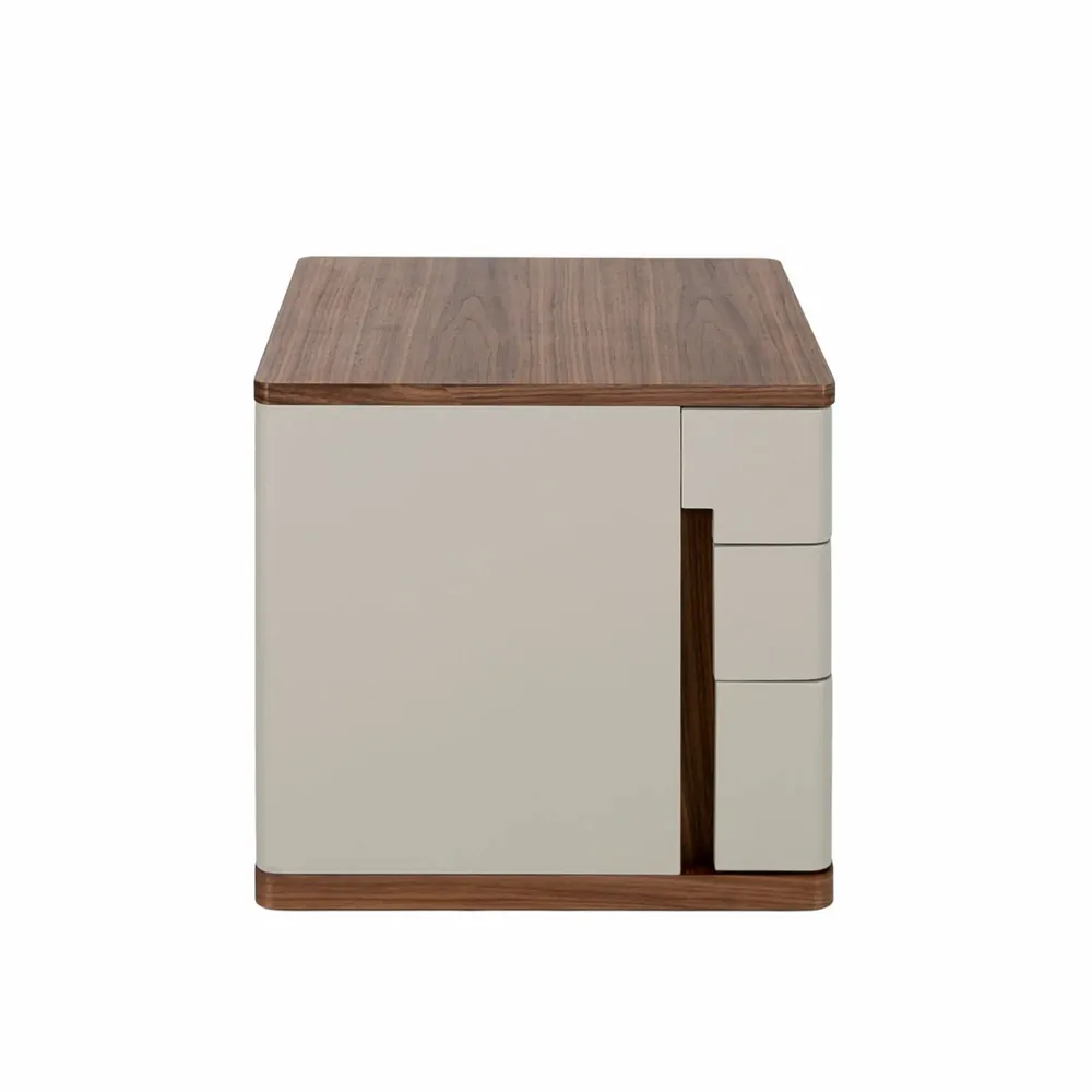 Night tables - Grey wood and walnut bedside table - ANGEL CERDÁ