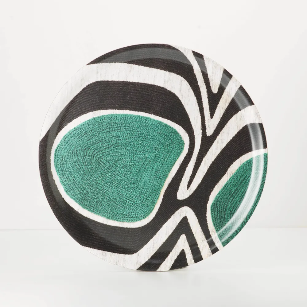 Plateaux - Plateau de service rond en bois - zébre vert 38 cm - MONBOPLATO