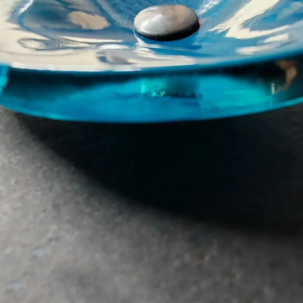 Floral decoration - Small turquoise glass flower on a stainless steel stem - CARNEOL GLASS