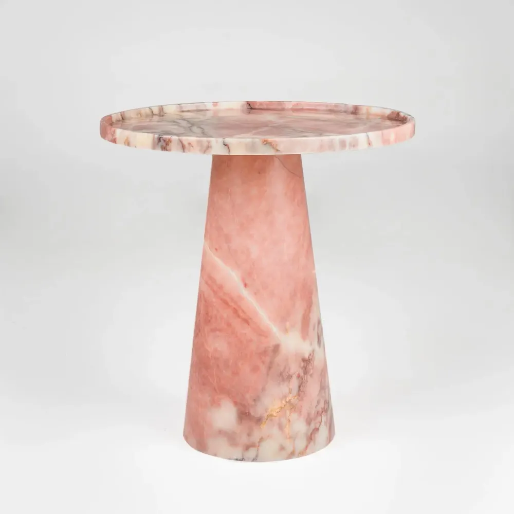 Consoles - PINK MARBLE CONE SIDE TABLE - KIWANO CONCEPT