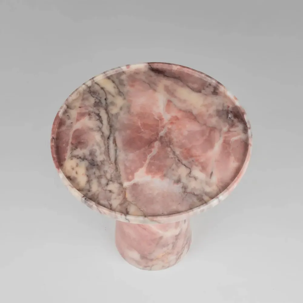 Consoles - PINK MARBLE CONE SIDE TABLE - KIWANO CONCEPT