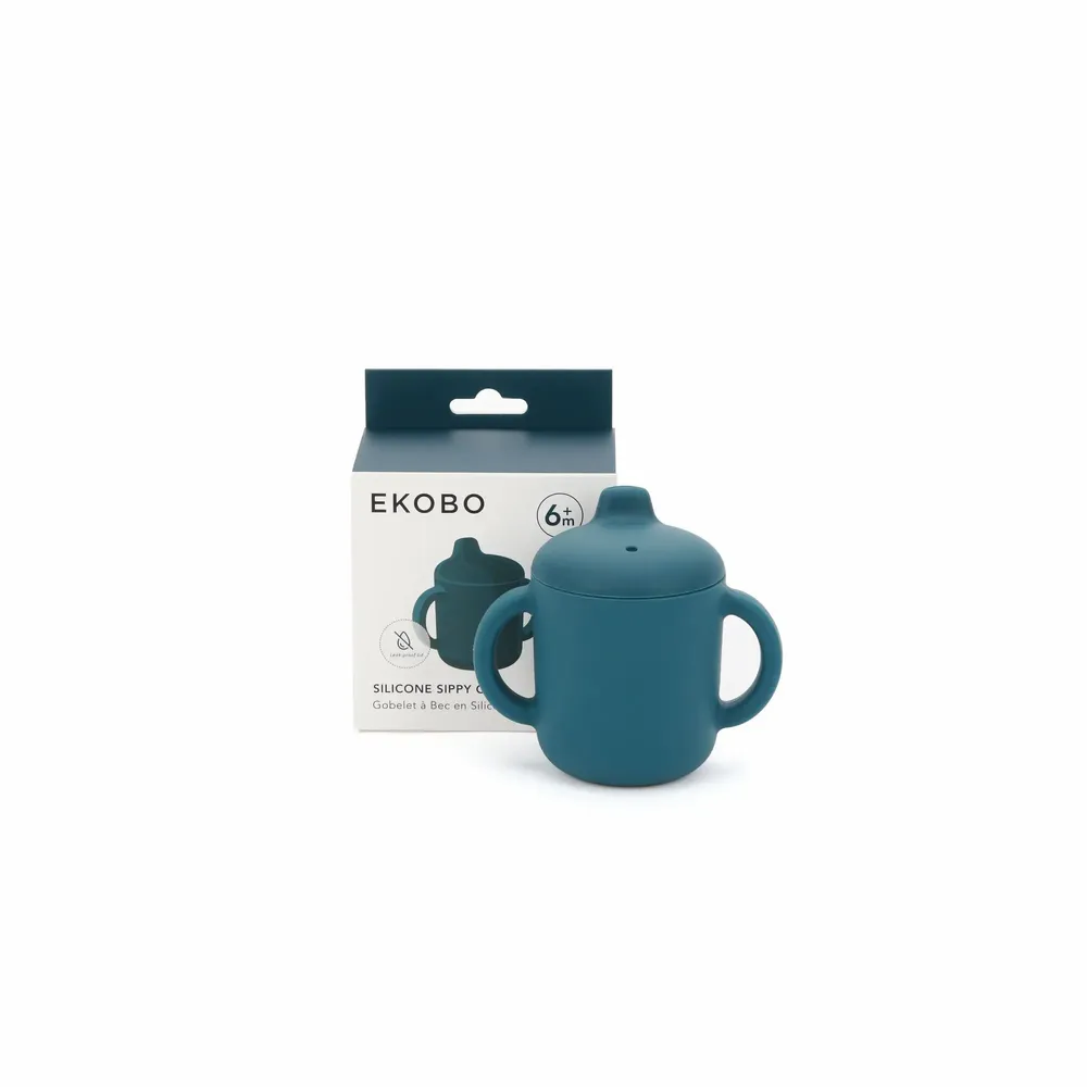 Children's mealtime - Silicone Sippy Cup with handles - Blue Abyss - EKOBO