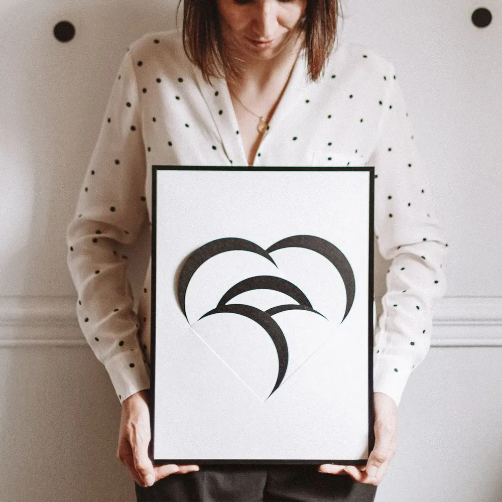 Gifts - HEART Object Card OISO® - White - With frame - OISO