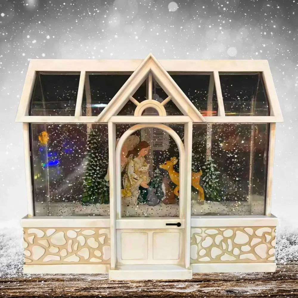 Crèches et santons - Maison de Noël LED avec Musique – Style Blanc Vieilli - BLUE STAR B.V.