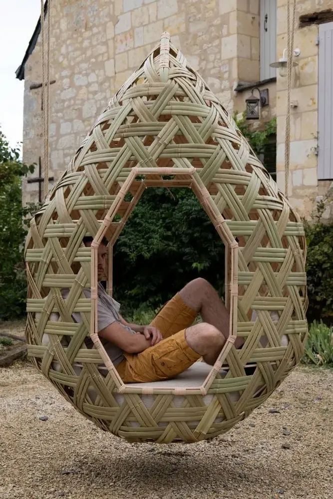 Armchairs - Hanging chair " Diamond " - ATELIER BRINS DE MALICE - VANNERIE D'ART