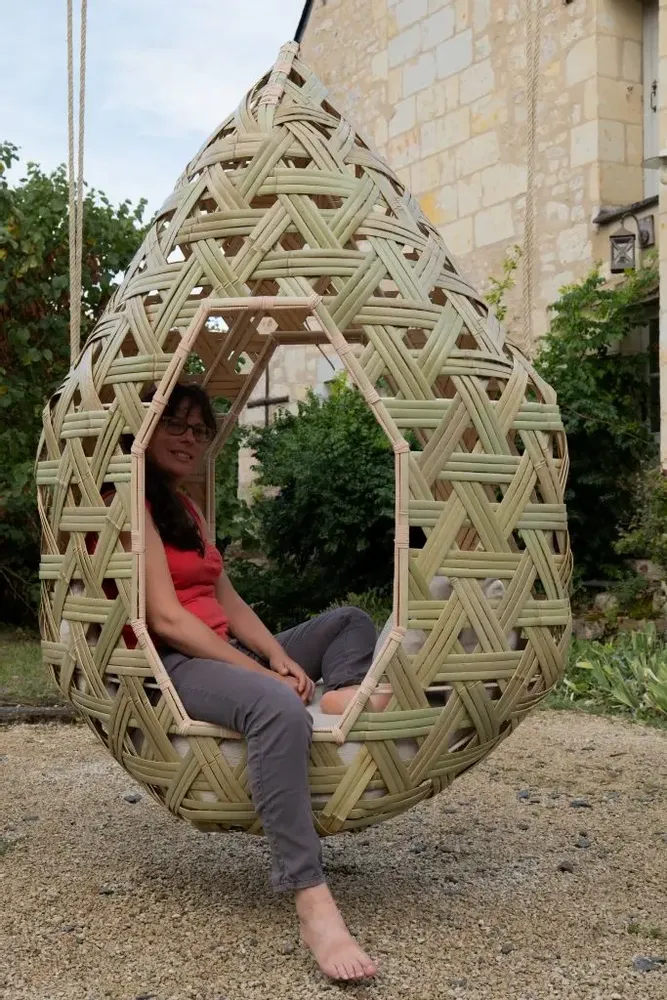 Armchairs - Hanging chair " Diamond " - ATELIER BRINS DE MALICE - VANNERIE D'ART