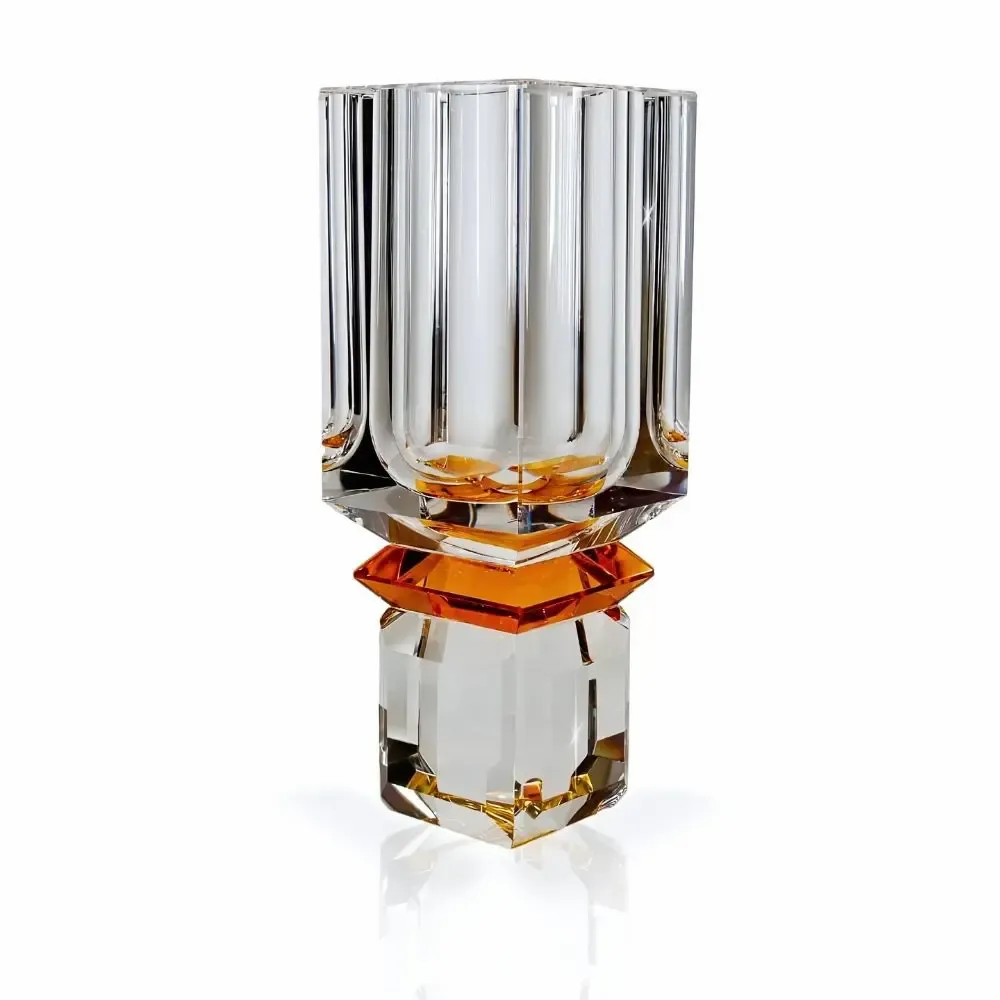 Crystal ware - Ambrosià Handmade Amber Crystal Vase- Statement Piece - ARCAICO