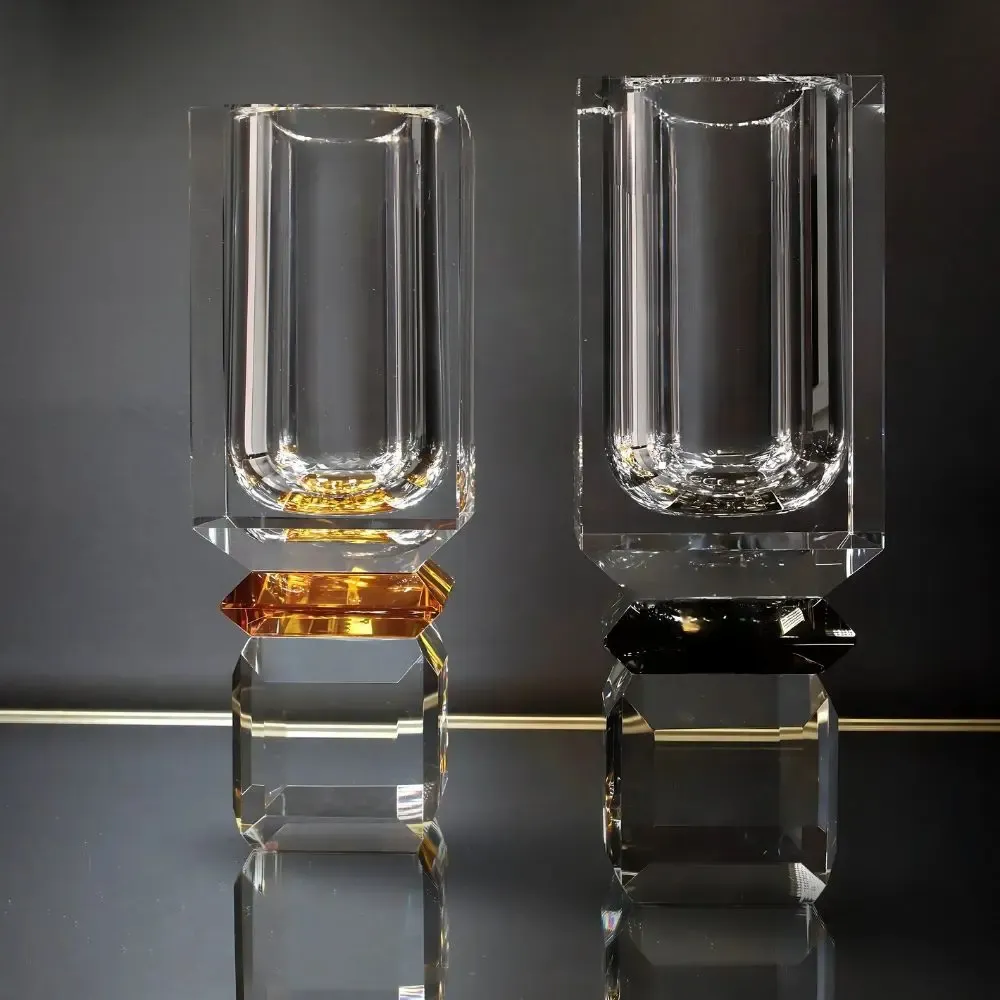 Crystal ware - Ambrosià Handmade Amber Crystal Vase- Statement Piece - ARCAICO