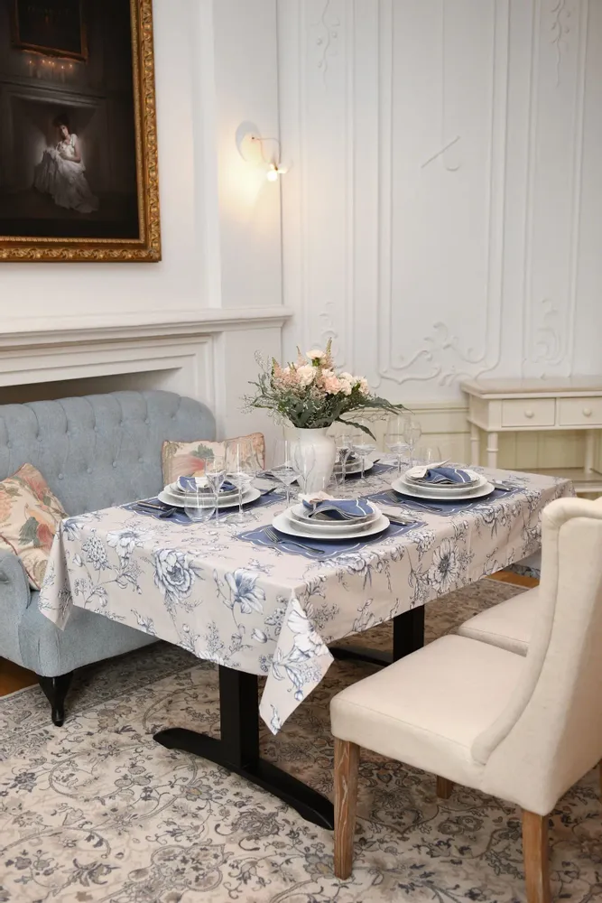 Table cloths - Tablecloth Blossom Blue - 130 cm x 200 cm - ROSEBERRY HOME