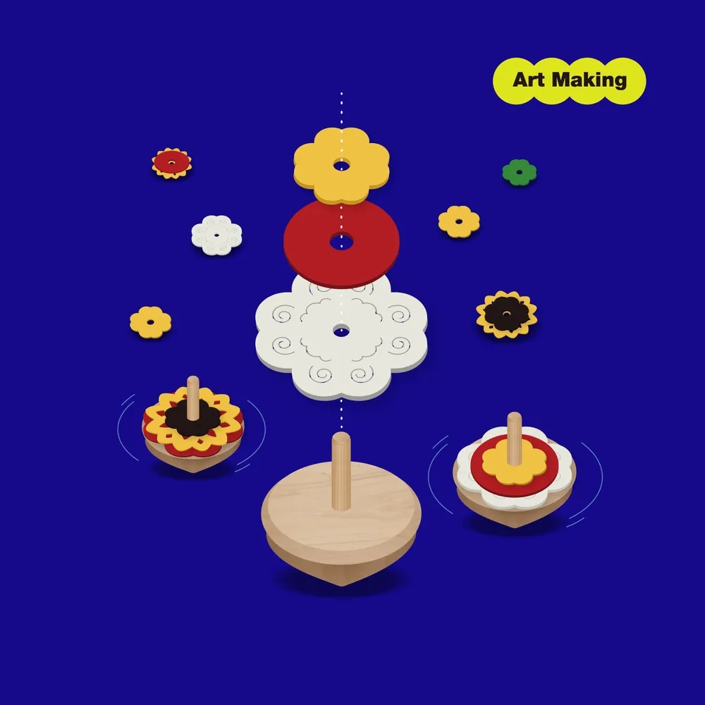 Children's arts and crafts - [ARTSOOMBI] MUSEUM IN HAND Korean Heritage "Paengi" Spinning Tops Kit - KCDF