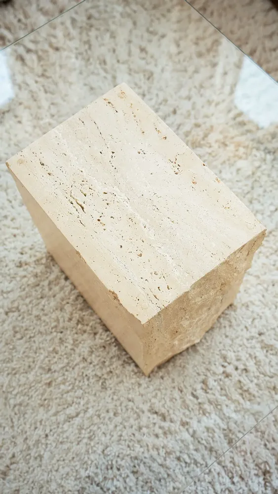 Coffee tables - TRAVERTINE BLOCK SIDE TABLE - KIWANO CONCEPT