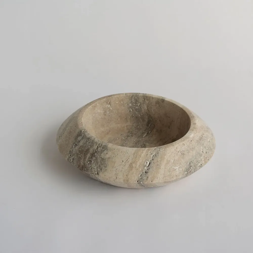 Platter and bowls - SILVER TRAVERTINE ECLIPSE - KIWANO CONCEPT