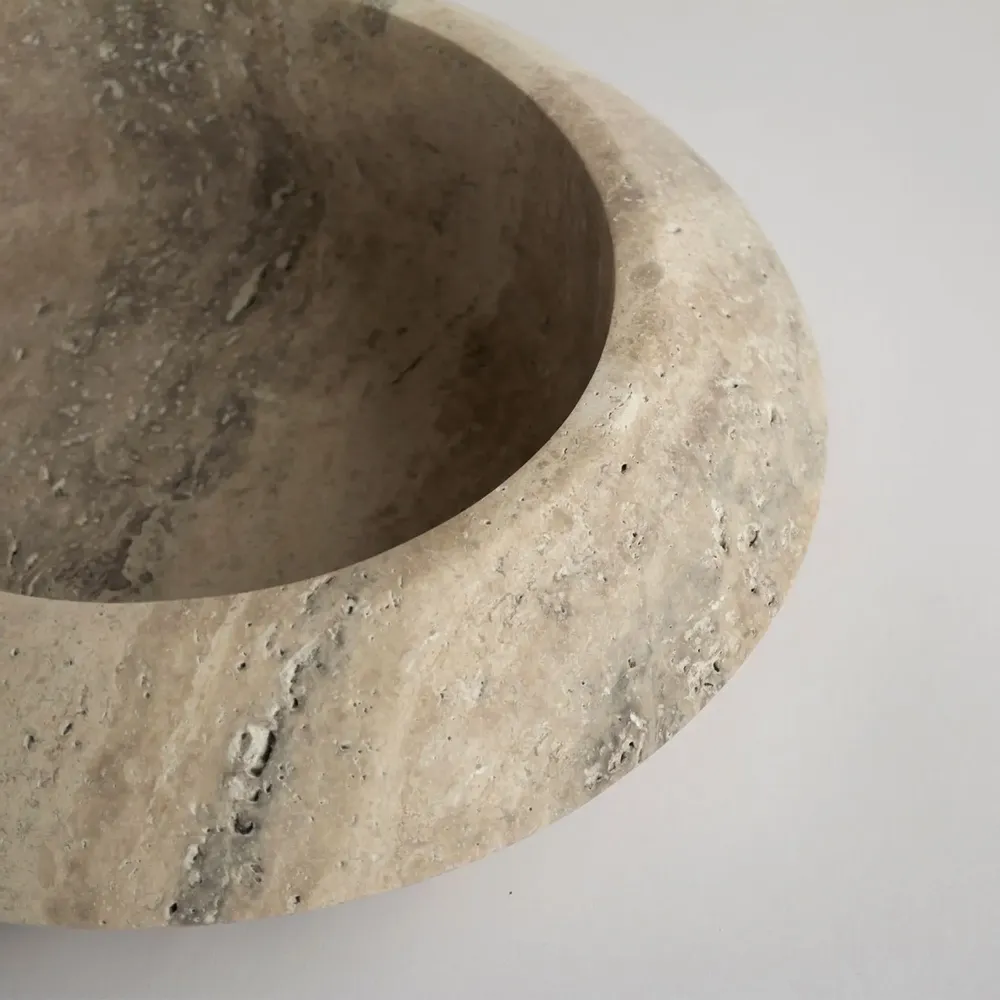 Platter and bowls - SILVER TRAVERTINE ECLIPSE - KIWANO CONCEPT