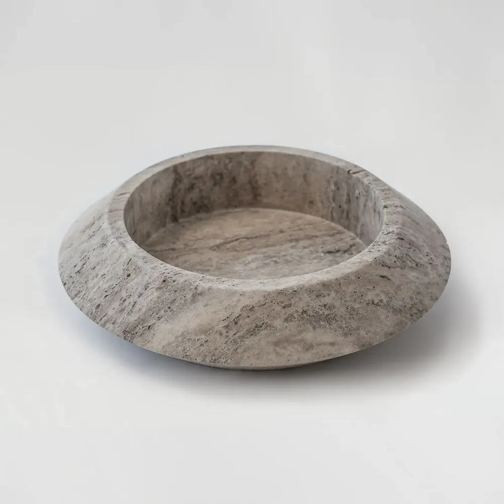 Plats et saladiers - SILVER TRAVERTINE ECLIPSE XL - KIWANO CONCEPT