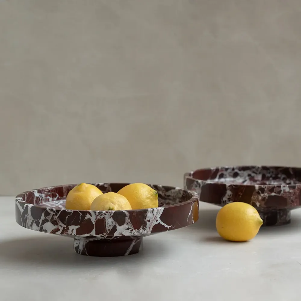 Plats et saladiers - ROSSO LEVANTO MARBLE NARROW BOWL - KIWANO CONCEPT