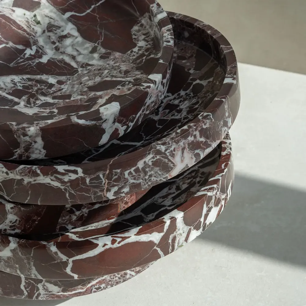 Plats et saladiers - ROSSO LEVANTO MARBLE NARROW BOWL - KIWANO CONCEPT