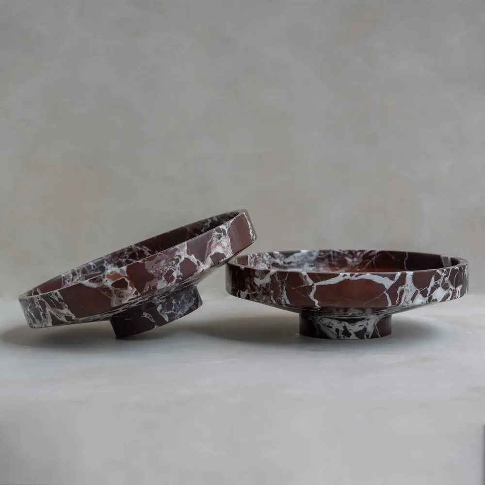 Plats et saladiers - ROSSO LEVANTO MARBLE NARROW BOWL - KIWANO CONCEPT