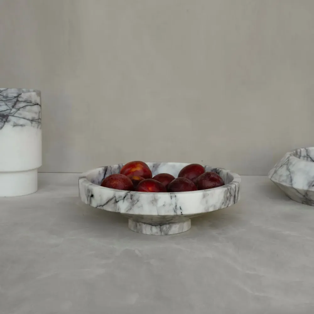 Plats et saladiers - WHITE LILAC MARBLE NARROW BOWL - KIWANO CONCEPT