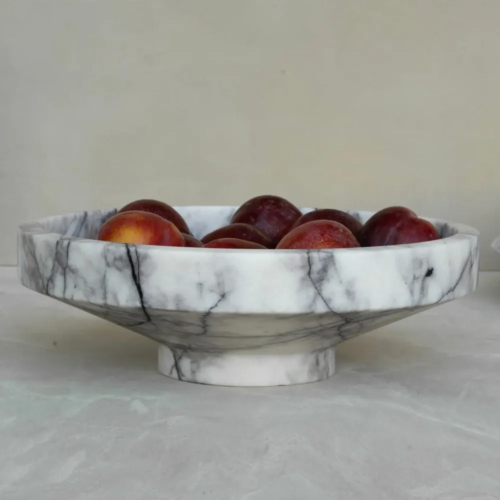 Plats et saladiers - WHITE LILAC MARBLE NARROW BOWL - KIWANO CONCEPT