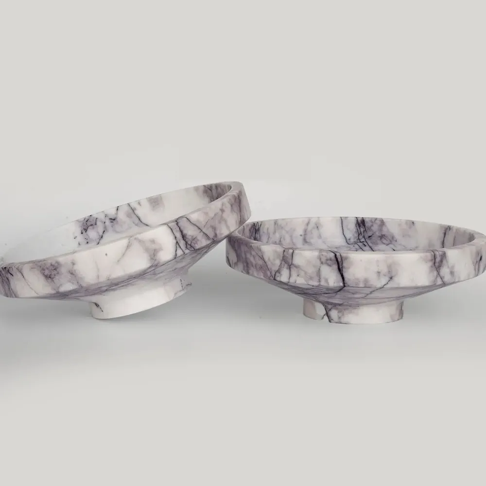 Plats et saladiers - WHITE LILAC MARBLE NARROW BOWL - KIWANO CONCEPT