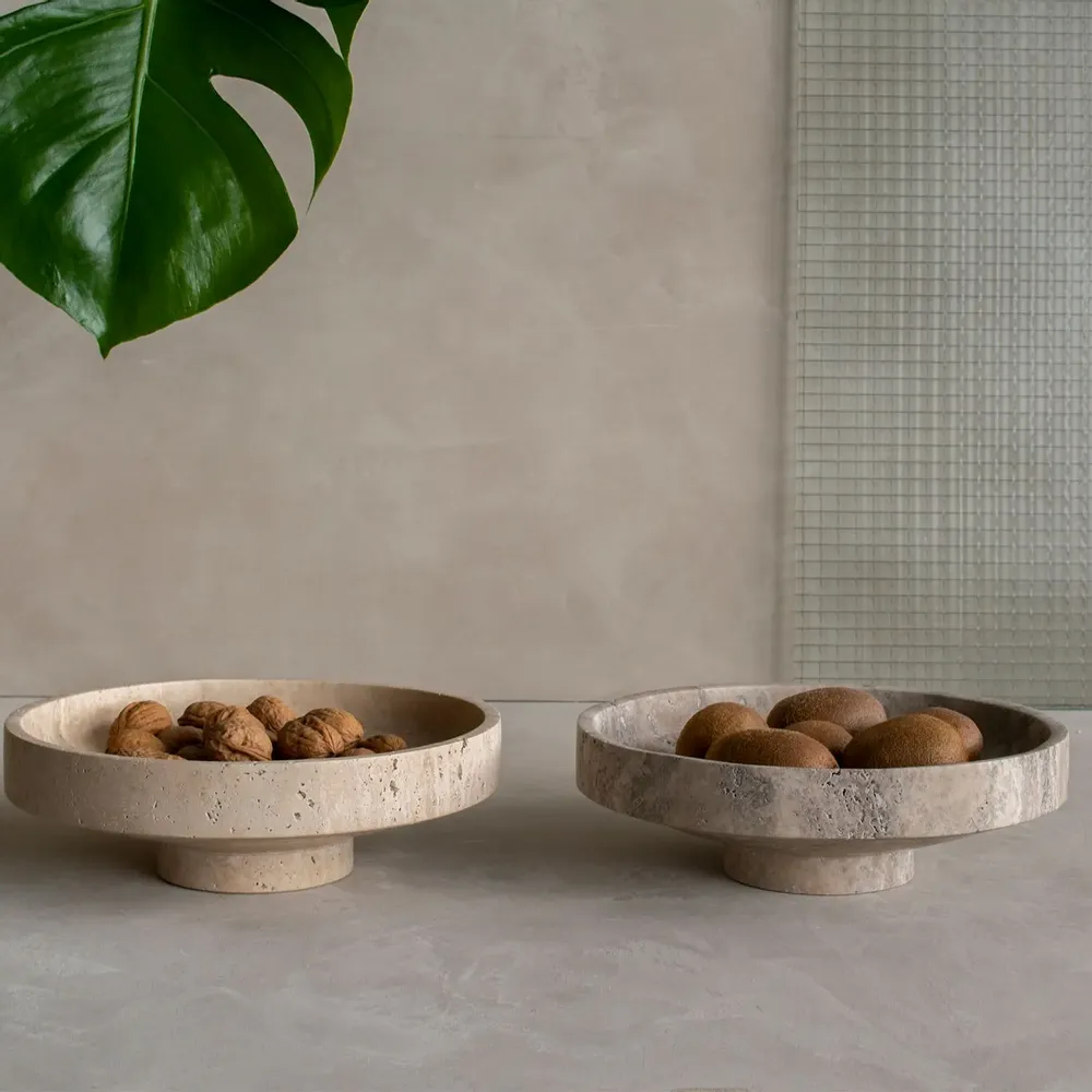 Platter and bowls - SILVER TRAVERTINE NARROW BOWL - KIWANO CONCEPT