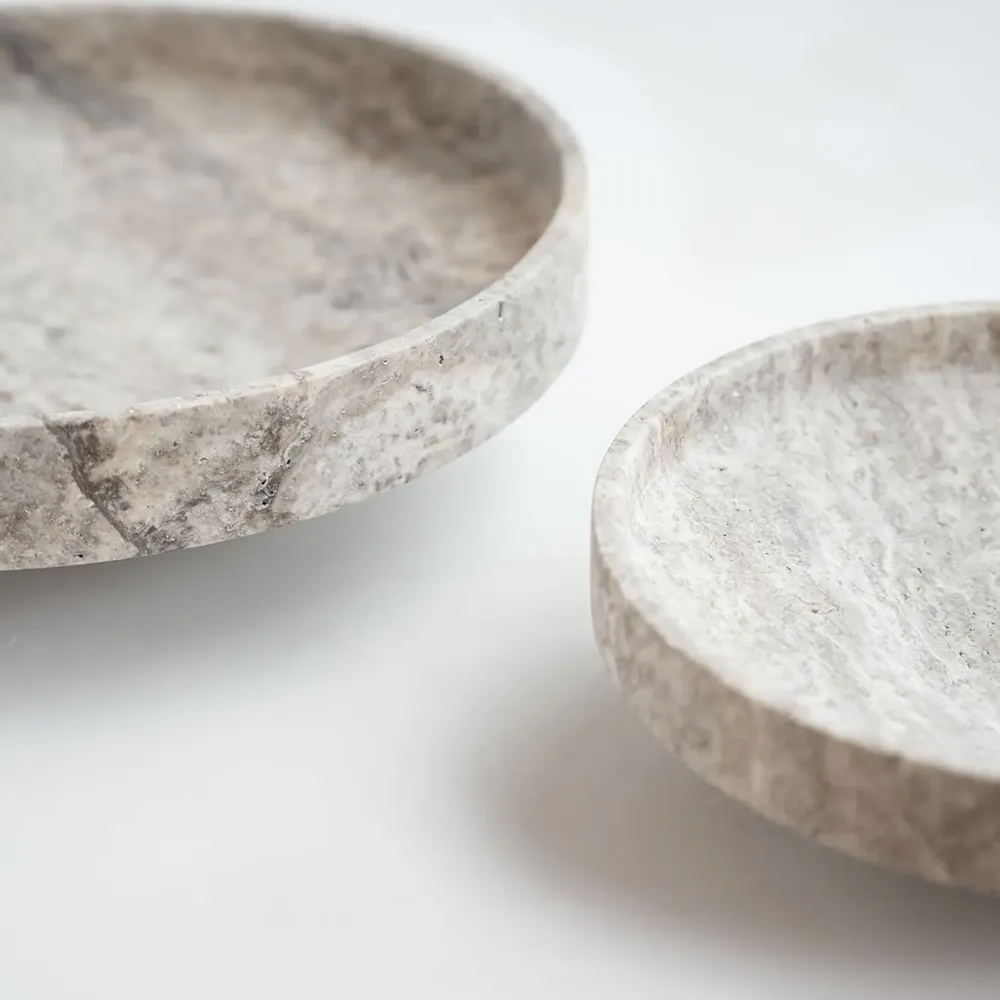 Platter and bowls - SILVER TRAVERTINE NARROW BOWL XL - KIWANO CONCEPT