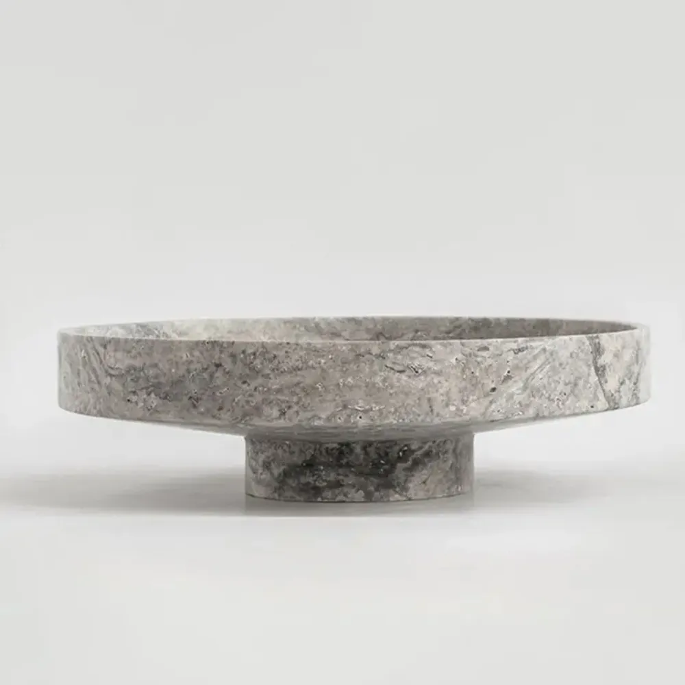 Platter and bowls - SILVER TRAVERTINE NARROW BOWL XL - KIWANO CONCEPT