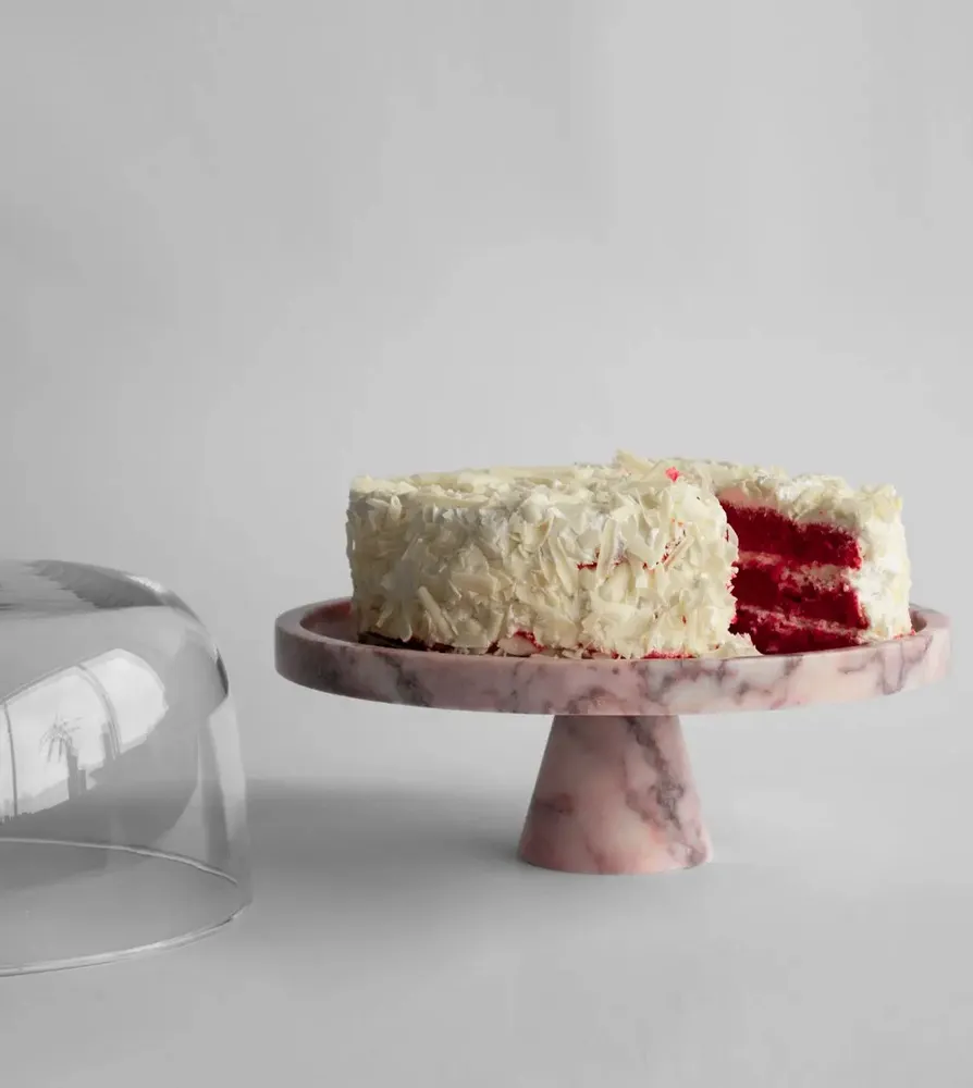 Platter and bowls - PINK MARBLE CAKE STAND - KIWANO CONCEPT