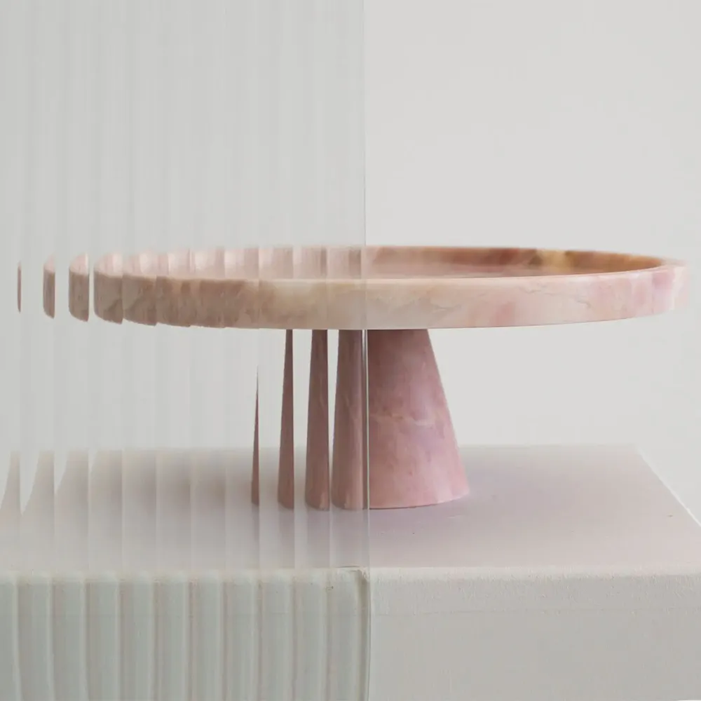 Platter and bowls - PINK MARBLE CAKE STAND - KIWANO CONCEPT